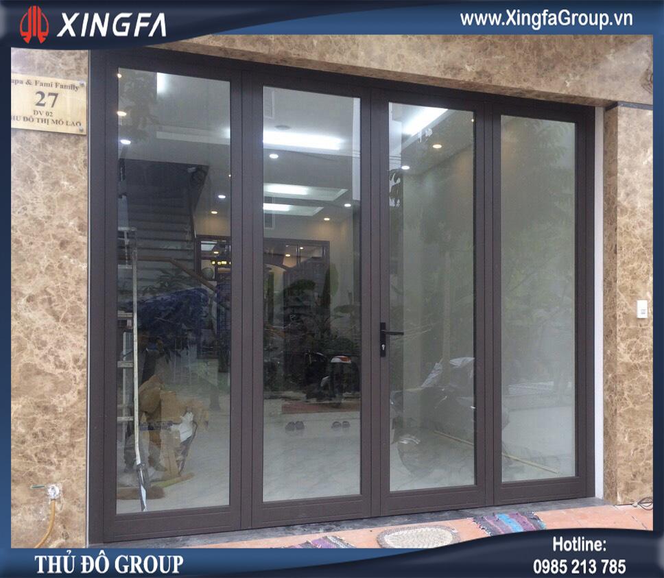 Cửa đi mở quay 4 cánh nhôm Xingfa nhập khẩu