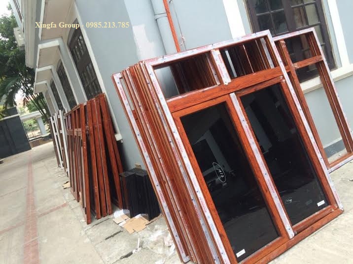 Thi công hạng mục cửa nhôm Xingfa nhập khẩu mầu vân gỗ tại Tổng công ty trực thăng Việt Nam